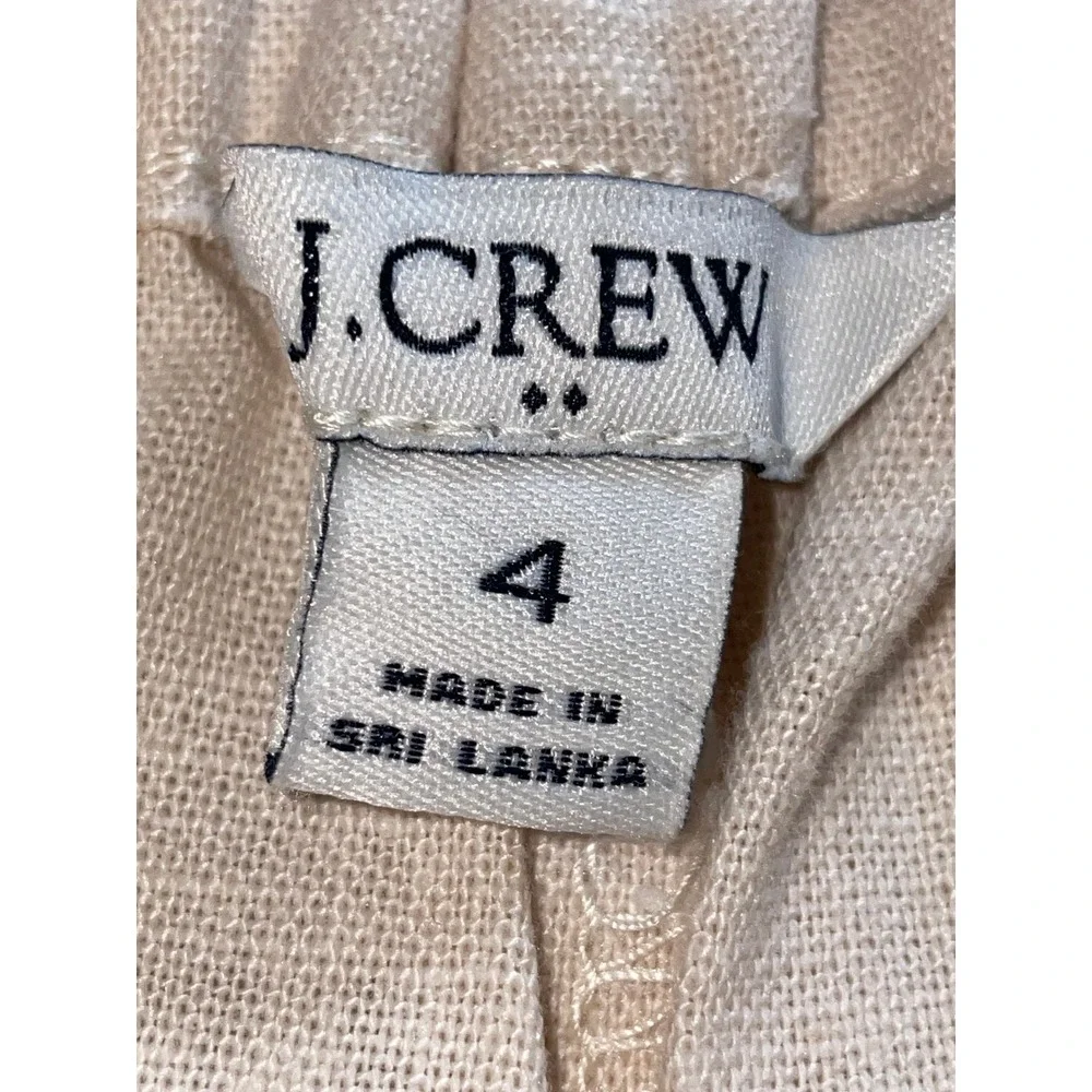 J.Crew Women Oatmeal Beige Linen Blend Tie Waist Shorts L6873 Size 4